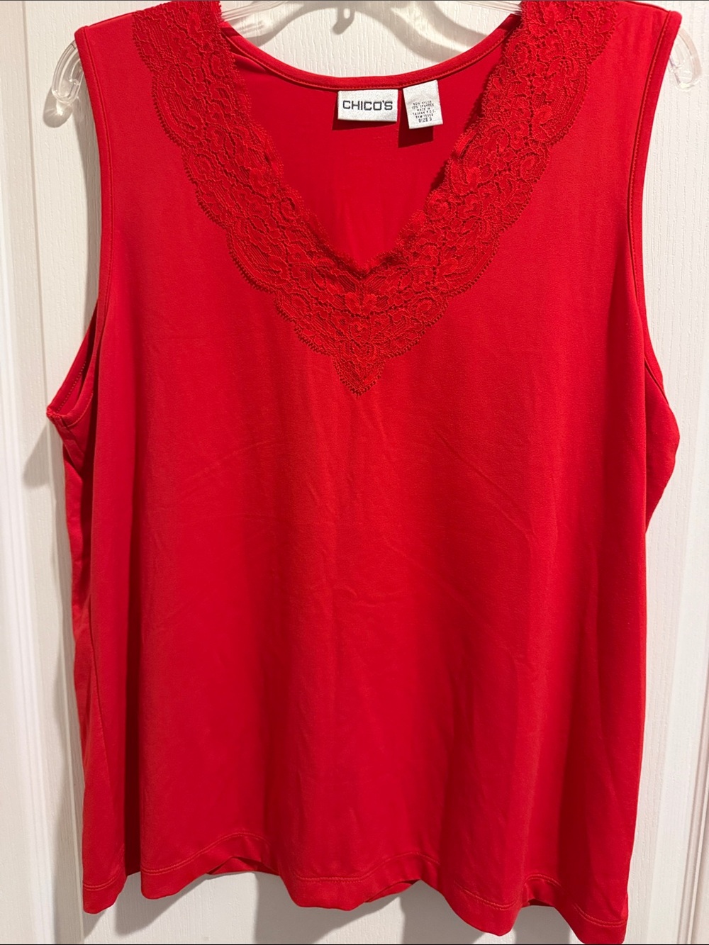 Chico's Bright Red Lace-Trim V-Neck Camisole